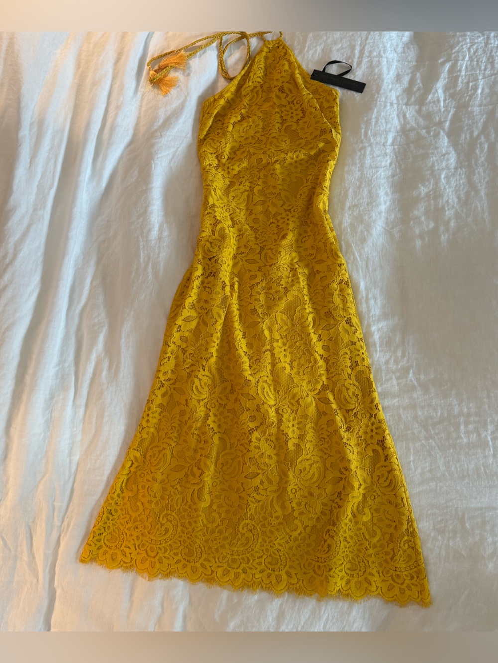 House of Harlow 1960 Yellow Lace Bandeau Chemise